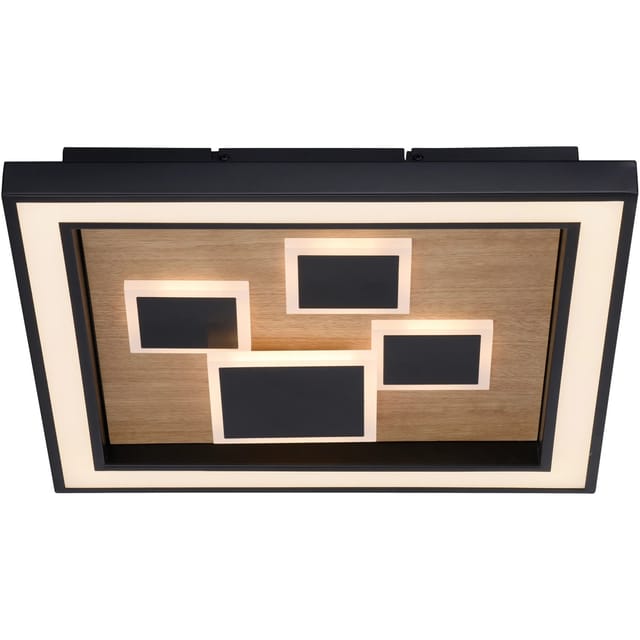 Paul Neuhaus LED-Deckenleuchte Eliza Holz Natur 48 x 48 cm