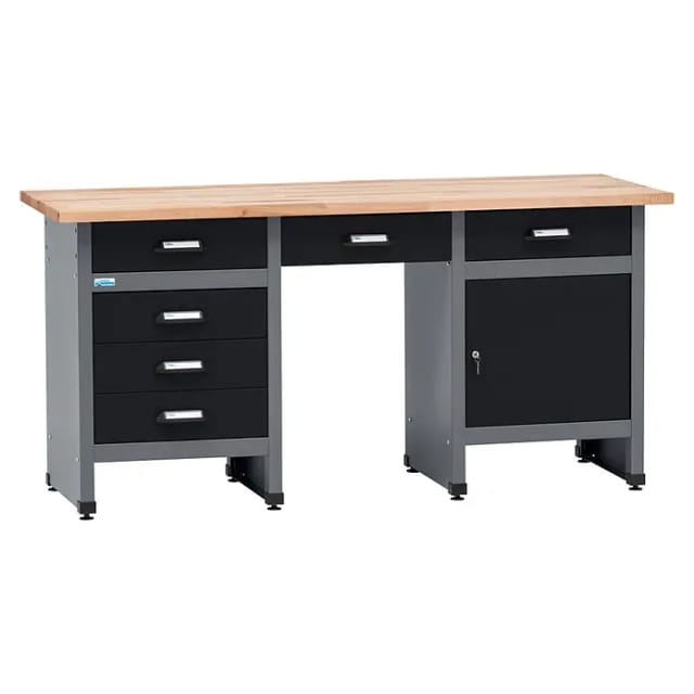 Küpper Werkbank 1-Türig 6 Schubladen Sitzraum 84 x 170 x 60 cm Schwarz-Grau