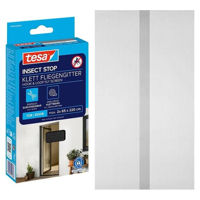 tesa® Insect Stop Klett Fliegengitter für Türen anthrazit