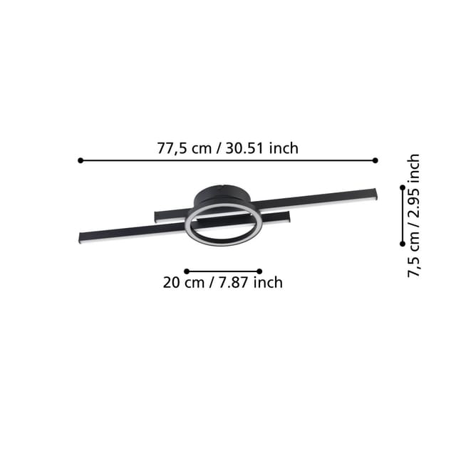 Eglo LED-CCT/RGB Deckenleuchte Amandolo 77,5 cm x 20 cm x 7,5 cm Schwarz