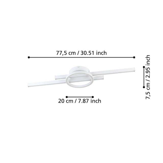 Eglo LED-CCT/RGB Deckenleuchte Amandolo 77,5 cm x 20 cm x 7,5 cm Weiß