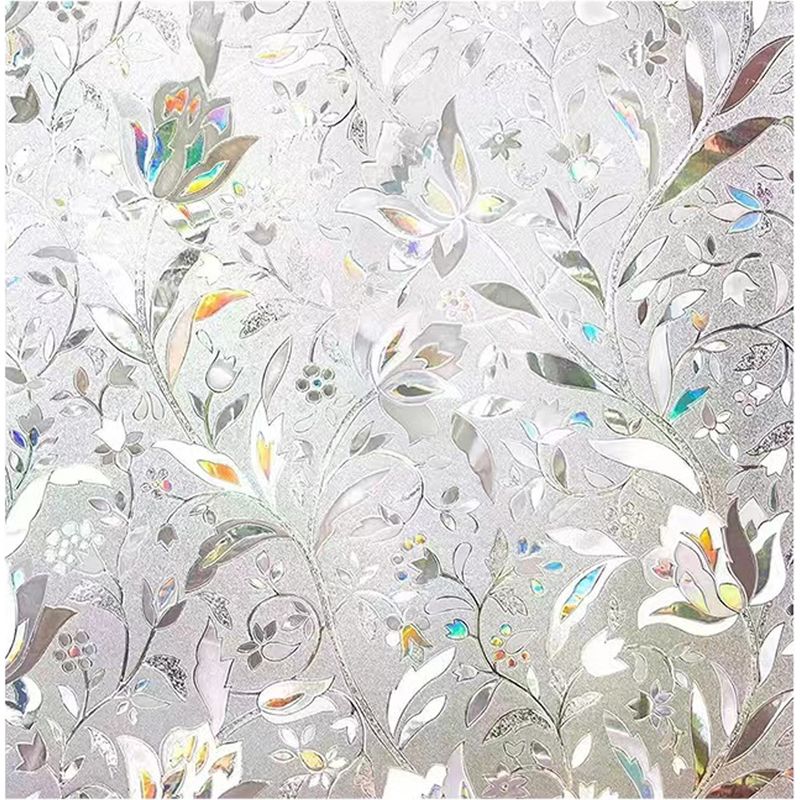 Fensterfolie – Dekorative Pvc/pet-sichtschutzfolie – Tulpenmuster – 45 Cm X 4 Cm – Weiß – 1 Stück