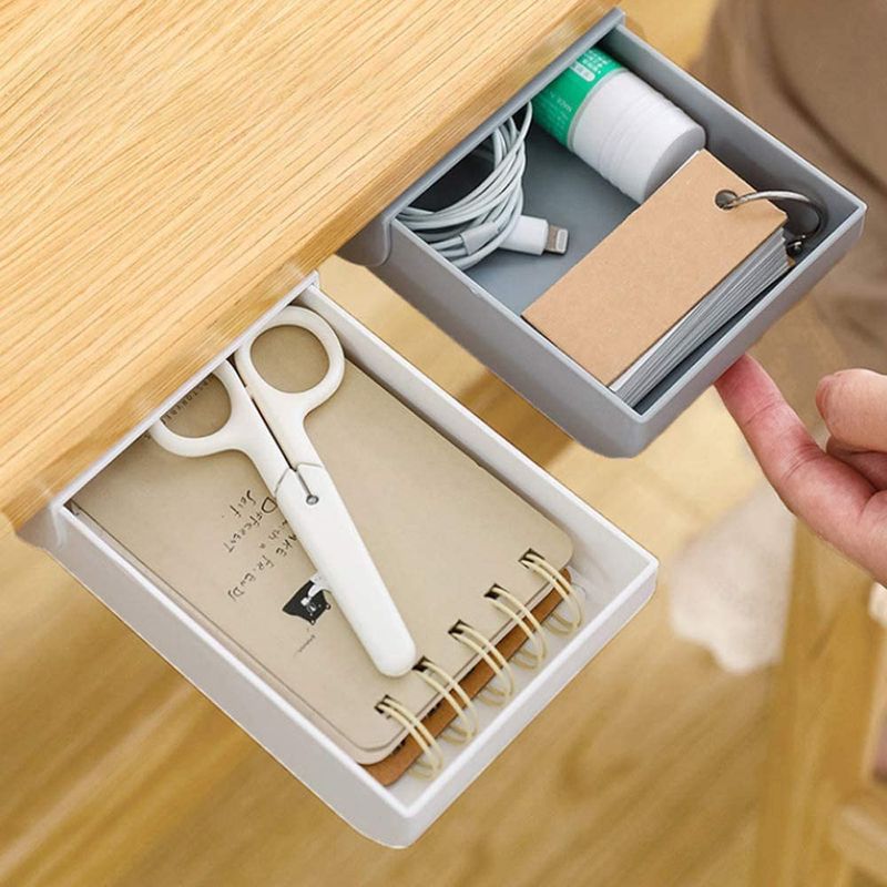 Schubladenorganizer Für Unter Den Schreibtisch – Selbstklebender Schubladenorganizer – Für Stifte, Bleistifte, Kosmetikartikel, Elektronikzubehör – 22,3 X 9 X 3,5 Cm – 2 Stück