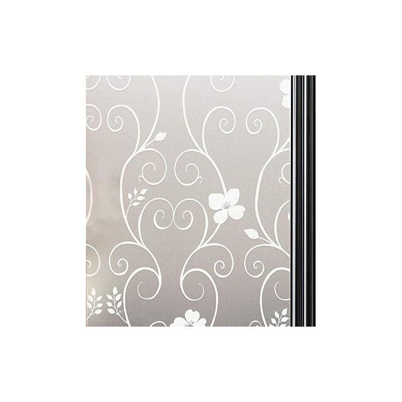 Sichtschutzfolie Für Fenster – 44,3 X 200 Cm – Blumenmuster Weiß – Elektrostatisch Haftend – Uv-schutz – 1 Stück