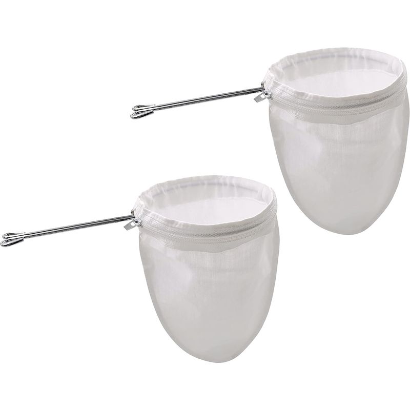 Baumwollfilterbeutel (22 X 25 Cm) – Edelstahlring (27,5 X 13 Cm) – Reißverschluss – Für Pflanzliche Milch, Tee Und Kaffee – 2er-pack