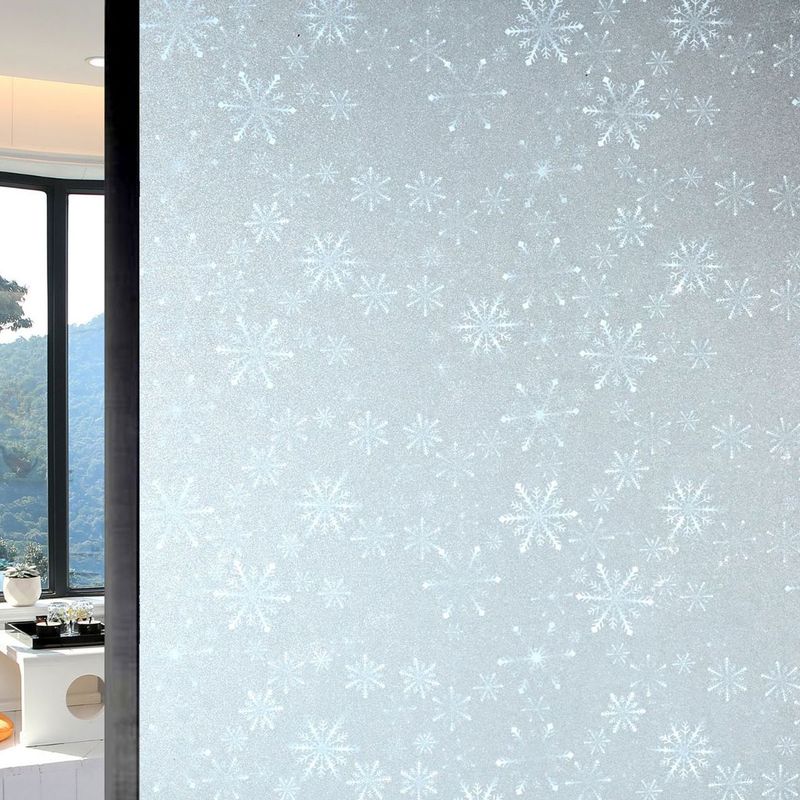 Fensteraufkleber – Transparente Klebefolie Mit Milchglaseffekt Und Schneeflockenmuster – Für Büro- Oder Innenfenster – 1 Stück