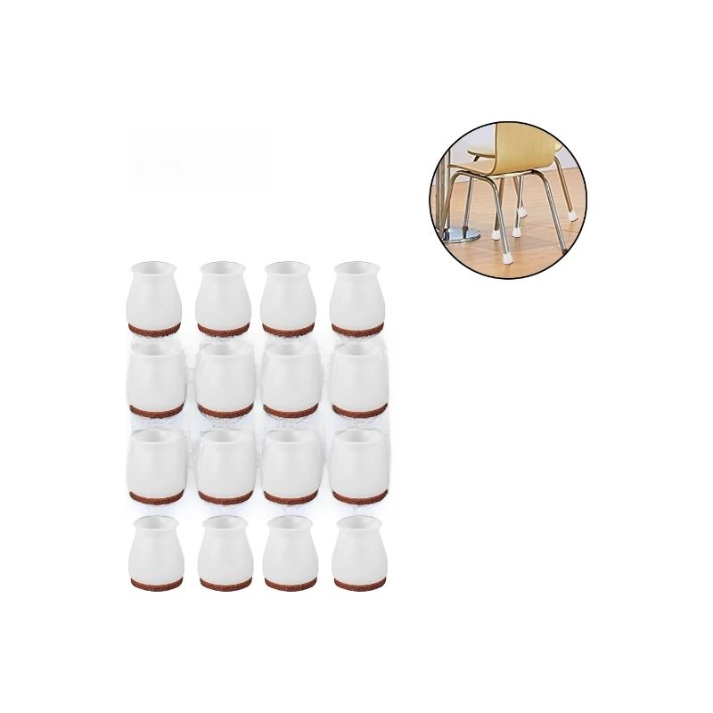 Stuhlbeinschoner – 16 Stück Aus Elastischem Silikon Mit 5 Mm Filzrückseite – Für Runde, Quadratische Oder Unregelmäßig Geformte Beine – Durchmesser 3 Bis 4,5 Cm