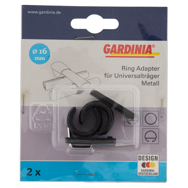 Gardinia Ring-Adapter Memphis für Universalträger Ø 16 mm Schwarz-Matt