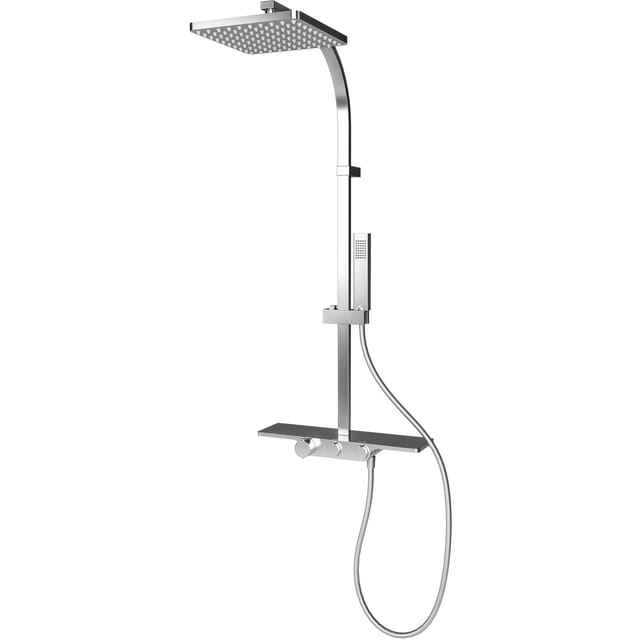 Schulte Duschsystem Rain II Square mit Thermostat und Ablage