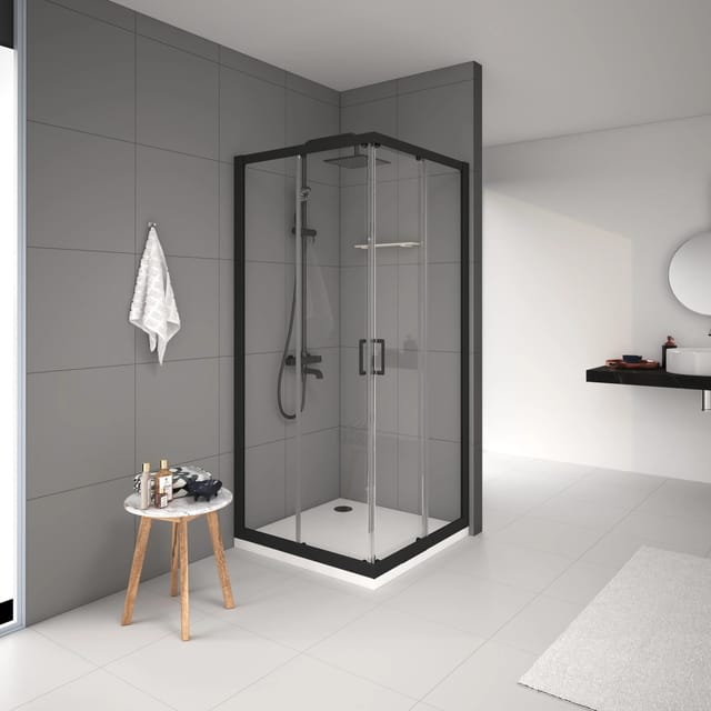 baliv Duschkabine DUK-90.41E 90 cm x 90 cm Schwarz Matt
