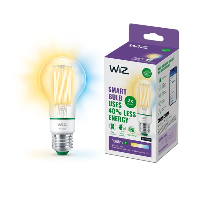 WiZ LED-Leuchtmittel Wi-Fi E27 Glühlampenform 4,3 W 903,m Weiß