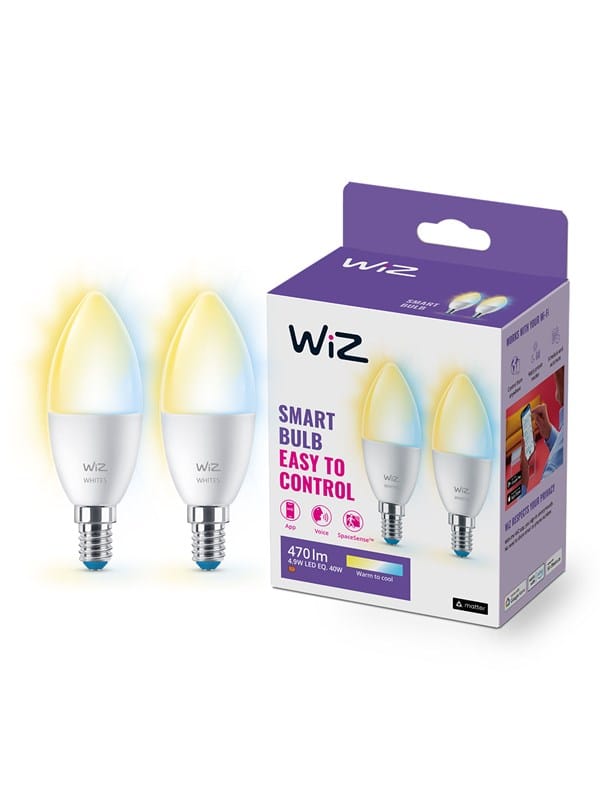 WiZ LED-Leuchtmittel E14 Tunable Glühlampenform 4,9 W 806,m Weiß 2 Stück