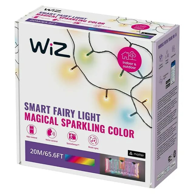 WiZ LED-Lichterkette Fairy Light Color 20 m Schwarz