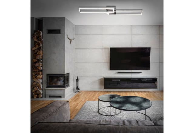 Brilo LED Deckenleuchte Frame Dimmbar CCT Fernbedienung 110 cm Chrom-Alu