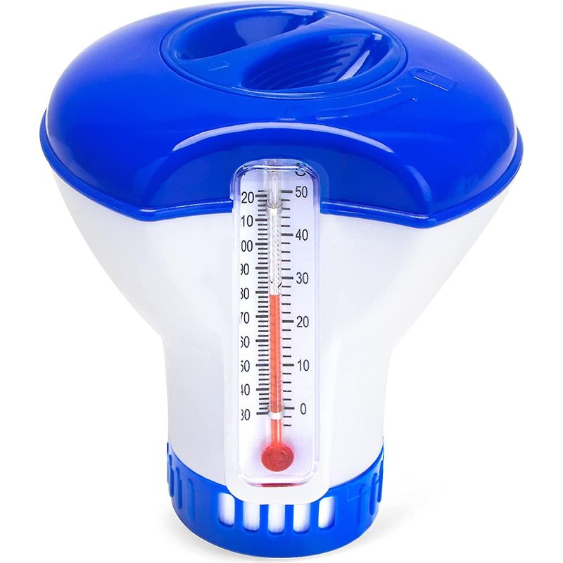 Schwimmender Chlordosierer – Für Schwimmbäder Und Whirlpools – Mit Kerosinthermometer – 5 Einstellbare Durchflussstufen – Kompatibel Mit 38-mm-chlortabletten – 1 Stück