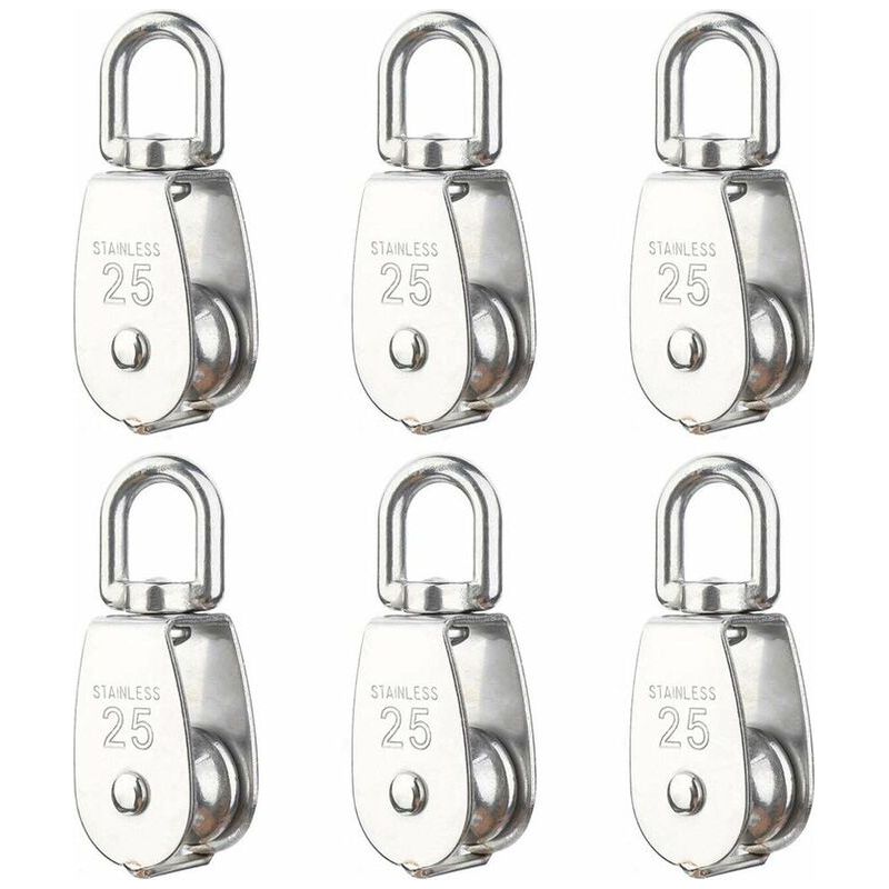 M25 Heberolle – Maximale Traglast 150 Kg – 360°-drehung – Edelstahl 304 – 6er-pack