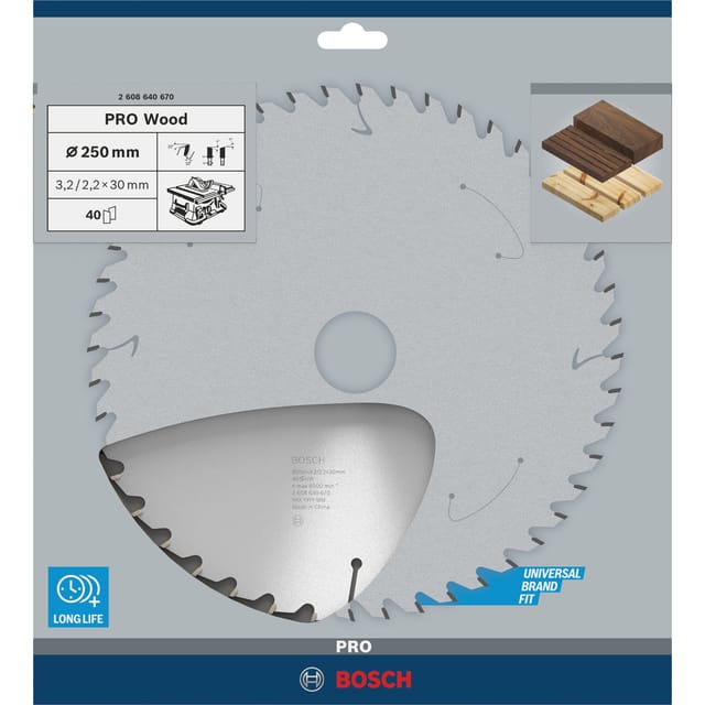 Bosch Kreissägeblatt Optiline Wood für Tischkreissägen Ø 250 mm