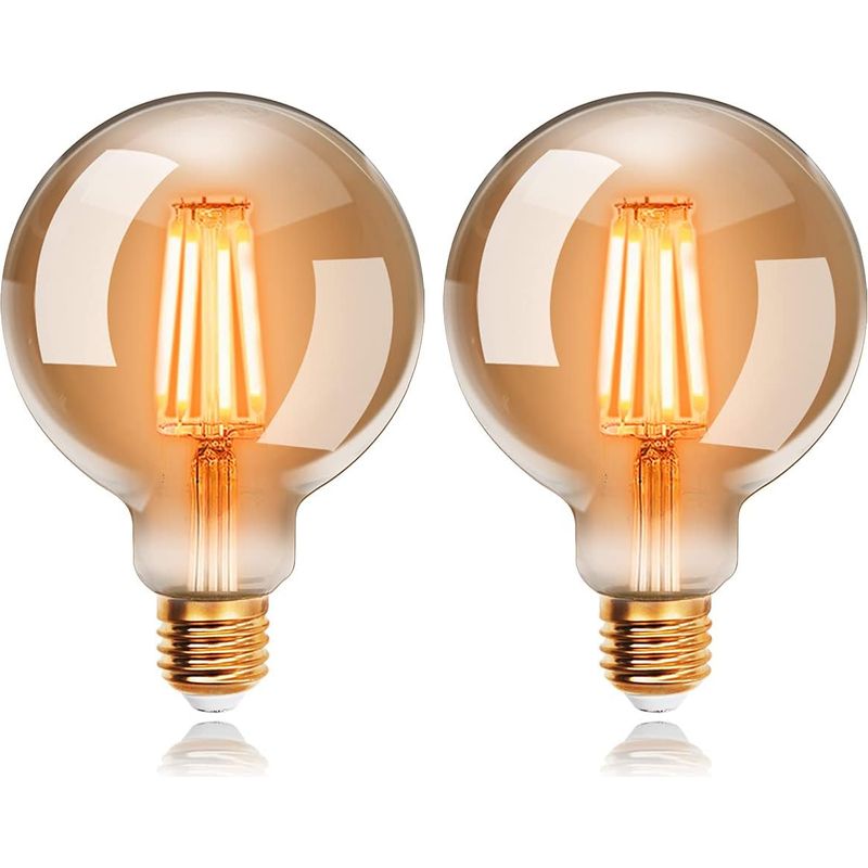 Edison Led-lampe – G95 E27 – 4 W – 2200 K – Warmweiß – Entspricht 40 W – Nicht Dimmbar – 2er-pack
