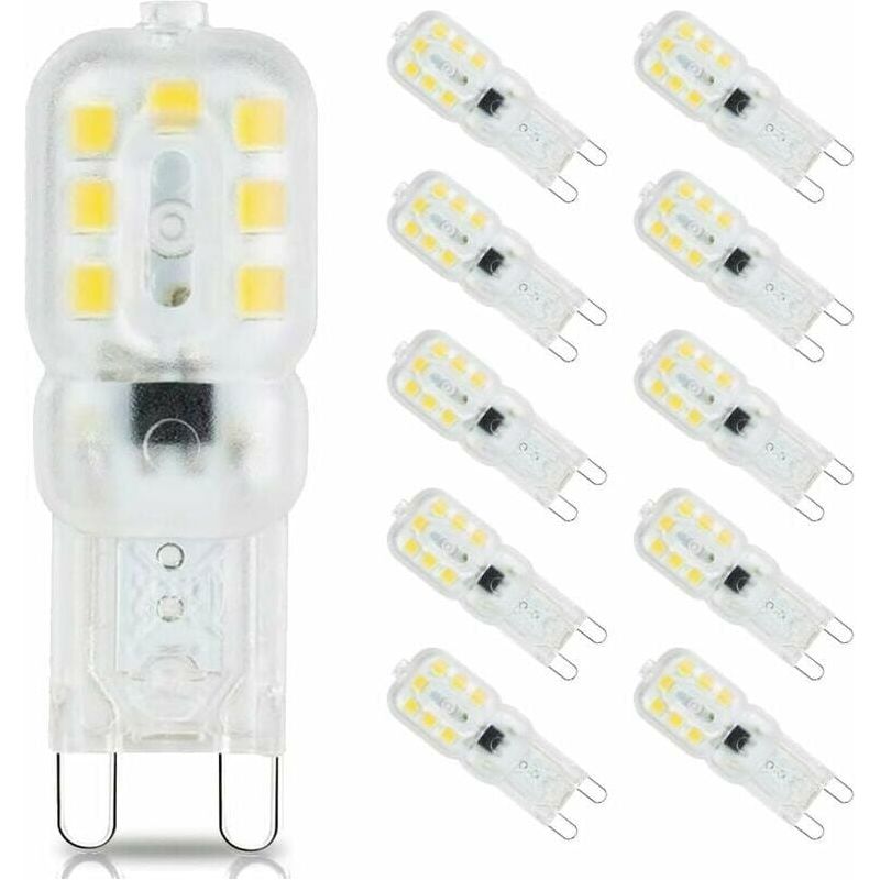 G9 Led-lampe – 3 W – 6000 K Kaltweiß – 360° Abstrahlwinkel – 220–240 V Wechselstrom – Energieklasse E – 10er-pack