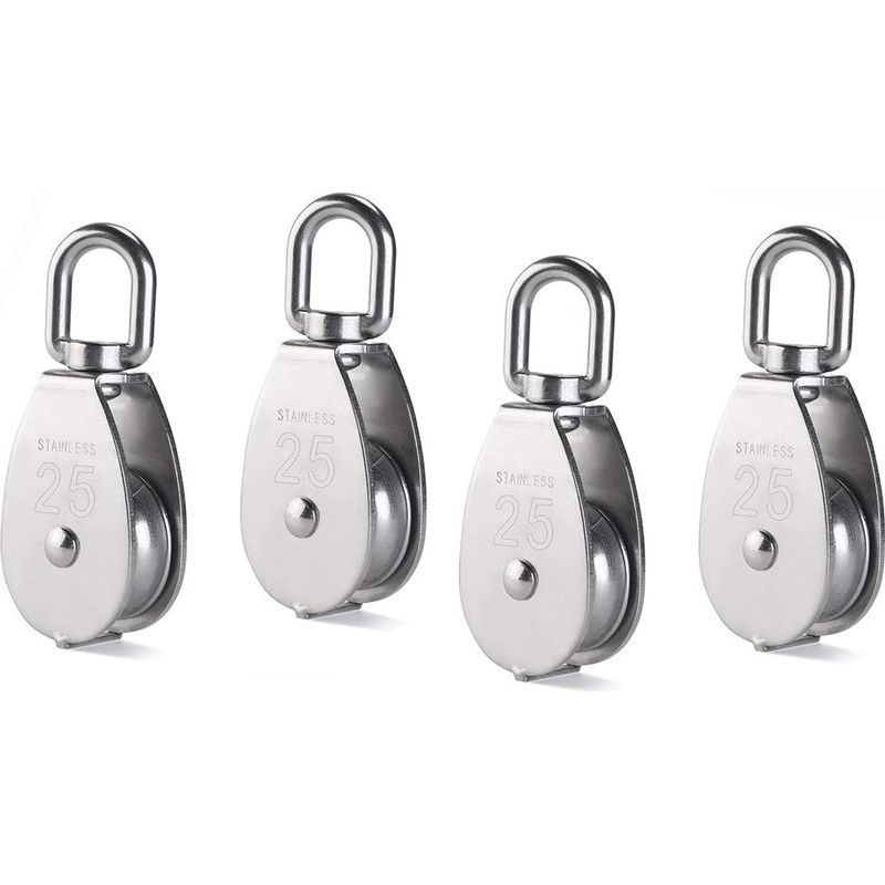 M25 Einzelrolle – Lager Aus Edelstahl 304 – Maximale Traglast 150 Kg – Für Kabel, Seile Oder Drähte – 4er-pack