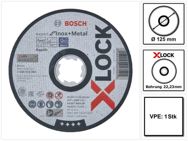 Bosch X-Lock Trennscheibe Expert for Inox + Metal AS 60 T INOX BF Ø 125 mm