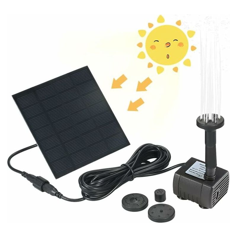 Solarpumpe – Solarbrunnen – Batterielose Wasserpumpe – Für Gartenteiche – 7 V, 1,12 W – Fördermenge 170 L/h – Maximale Förderhöhe 75 Cm – 1 Stück