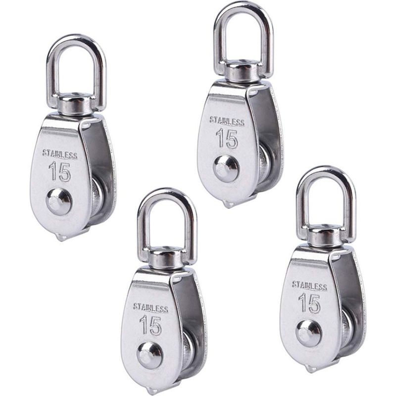 Einzelrolle Aus Edelstahl 304, M15 (60 X 20 X 11 Mm) – Für Hebesysteme In Garagen, Werkstätten, Wäschereien Und Für Tierbedarf – 4er-pack