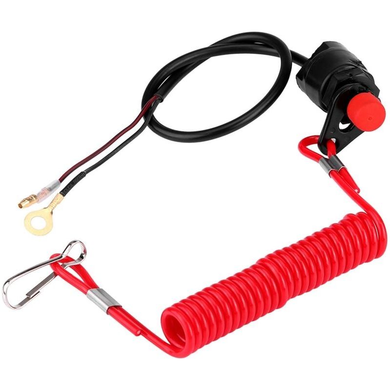 Not-aus-schalter – Für Außenbordmotoren, Rasenmäher, Motorräder Und Quads – 12 V – 127 Cm Langes Einzugskabel – Schwarz Und Rot