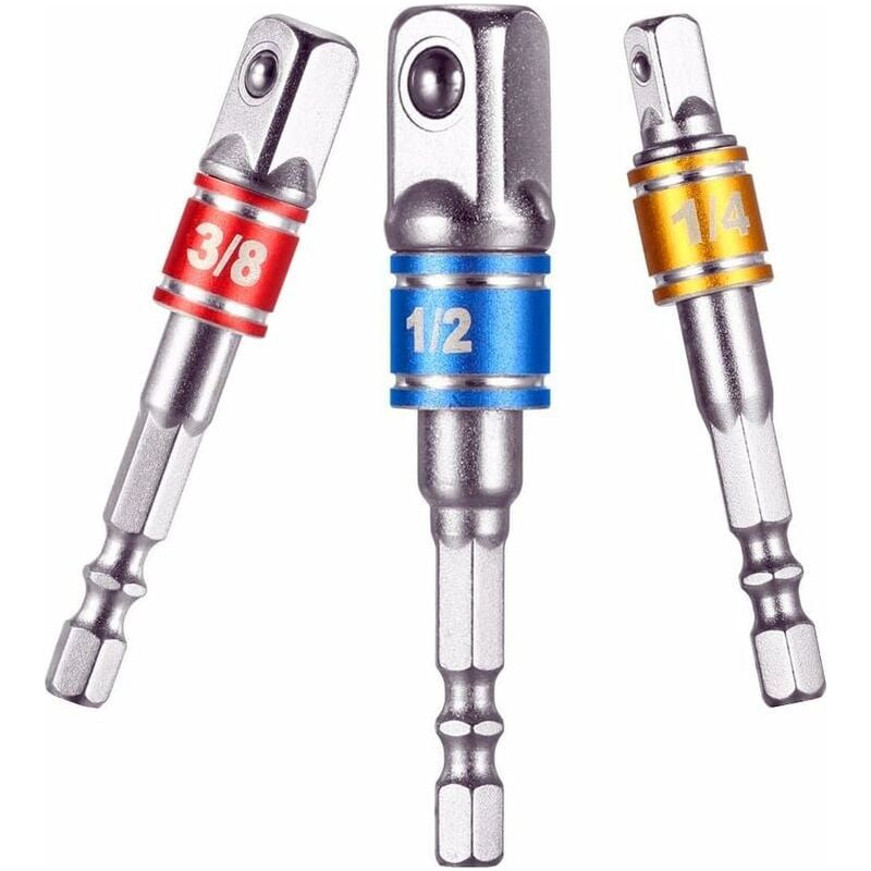 Bohrfutter-adapter – 1/4 Zoll, 3/8 Zoll, 1/2 Zoll Vierkantantrieb – Chrom-vanadium-stahl – 3er-pack