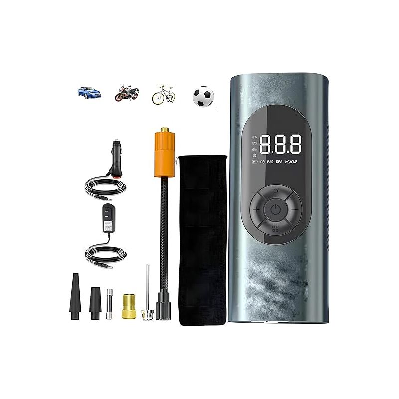 Tragbarer Luftkompressor – 150 Psi – Für Auto, Fahrrad, Motorrad – Kabellos – Lcd-display – 1 Stück