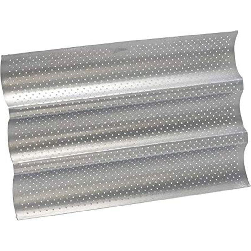 Backform Baguette-backblech – Perforiertes Baguette-backblech Aus Kohlenstoffstahl – 38 X 24,5 Cm – Für Ober-/unterhitze Und Umluftöfen – 1 Stück