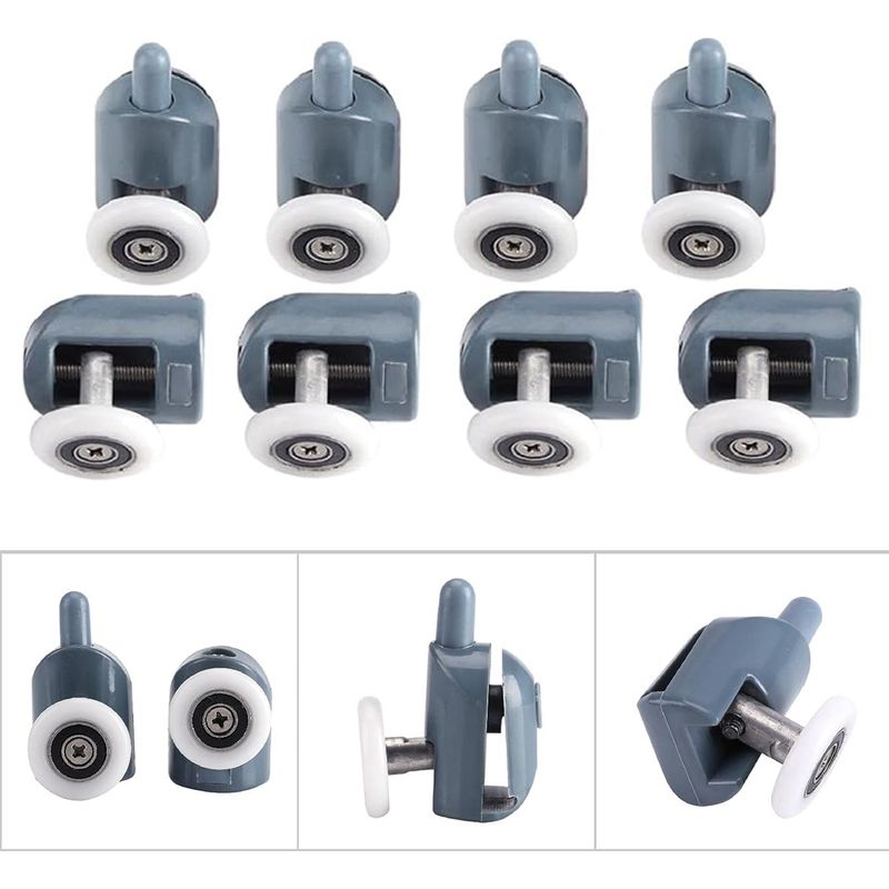 Schiebetürrolle Für Dusche - 25 Mm - Komplettes Set Mit 8 Rollen (4 Hoch, 4 Niedrig)