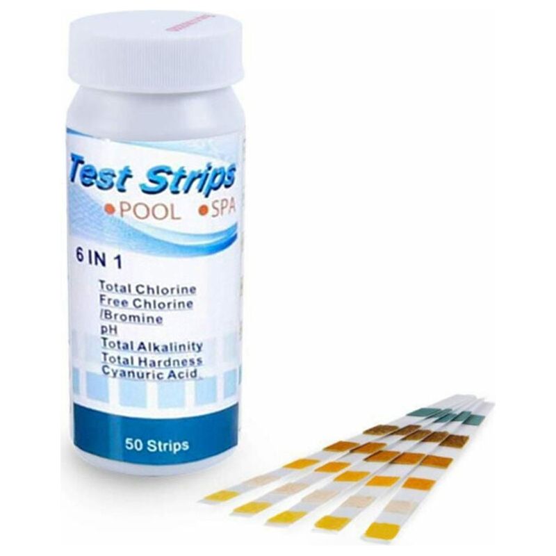 Teststreifen – 6-in-1-wasserqualitätstestpapier Für Ph-wert, Chlor, Alkalinität, Brom, Härte Und Cyanursäure – Für Schwimmbad, Spa, Aquarium Und Labor – 50 Streifen