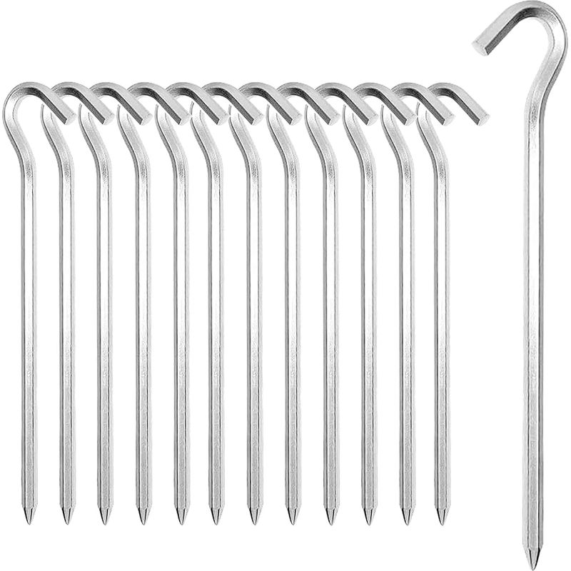 Heringe – Aluminiumlegierung, 6 Mm X 18 Cm – Rutschfester Haken – Für Camping, Festivals Und Angeln – 12er-pack