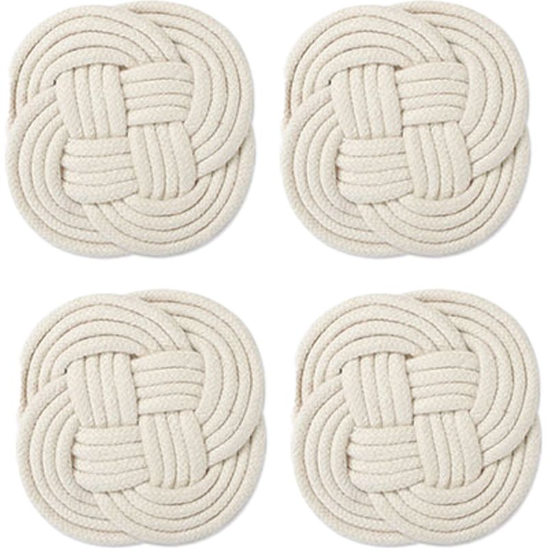 Nautische Seiluntersetzer – 10 Cm Durchmesser – 100 % Baumwolle – Tischschutz – 4er-set