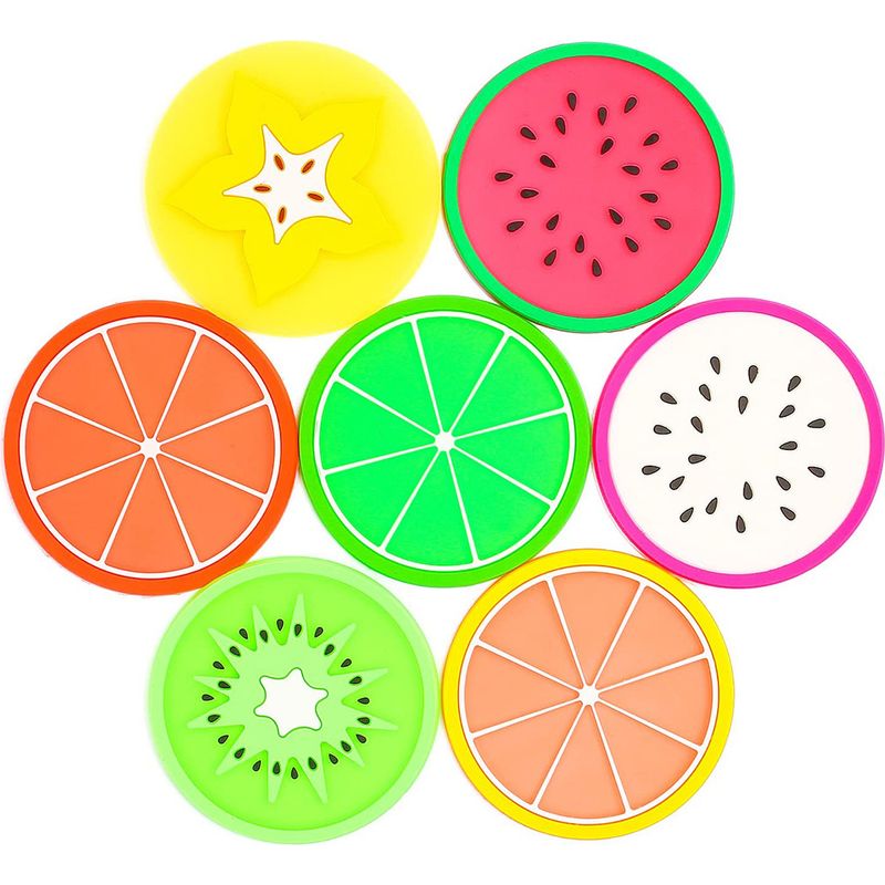 Untersetzer – Silikon – 8,9 Cm – Rutschfest, Wärmeisolierend – Fruchtmotiv – 7er-set