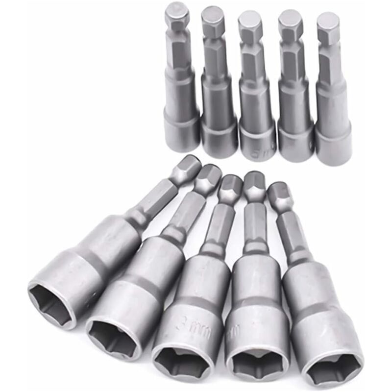 Schraubendreher-steckschlüsselsatz – 10-teilig, 6 Bis 19 Mm – Sechskant-bits Für Bohrmaschinen Und Akkuschrauber – Chrom-vanadium-stahl – Komplettset