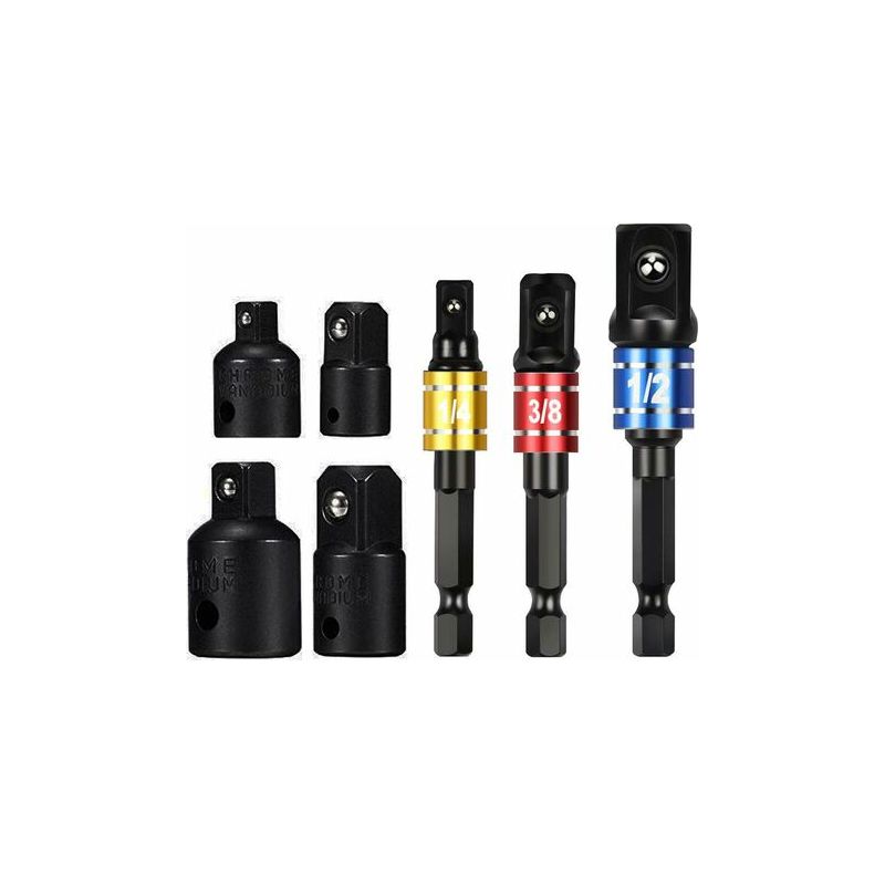 Steckschlüssel-adapterset (1/2 Zoll – 3/8 Zoll – 1/4 Zoll) – Für Sechskantbits Und Ratschenschlüssel – Reduzieradapterset