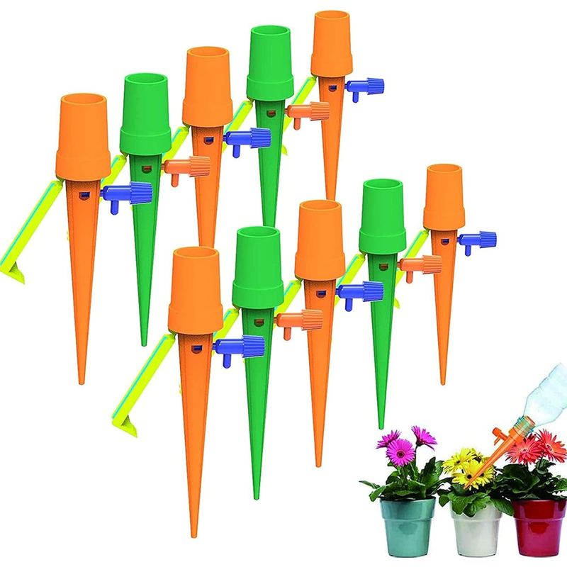 Tropfbewässerungssystem – Automatisches Bewässerungssystem Für Topfpflanzen – Verstellbares Ventil – Kompatibel Mit Flaschen Von 20,5 Bis 28 Mm – 10er-packung