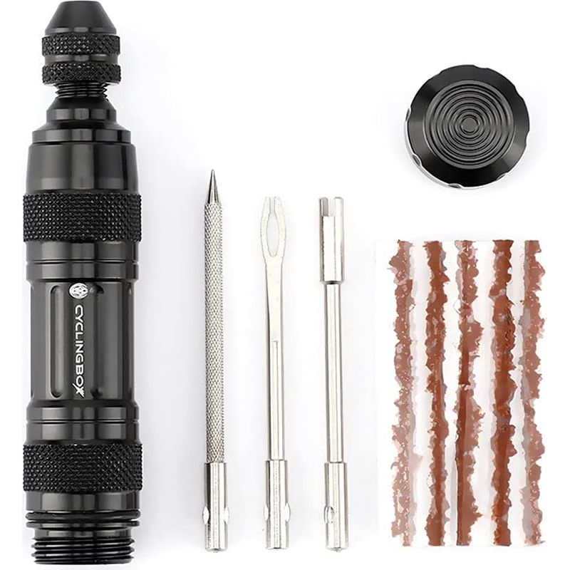 Tubeless-reifenreparaturset – Steckwerkzeug Mit 5 Gummibändern Und 3 Bohrern – Für Mountainbikes, Rennräder, Gravelbikes, Hybridräder Und E-bikes – 1 Stück
