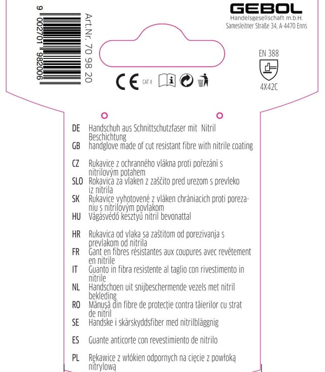 Gebol Handschuh Master Cut 5 Plus Größe 8