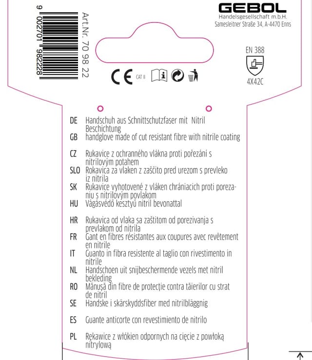 Gebol Handschuh Master Cut 5 Plus Größe 10