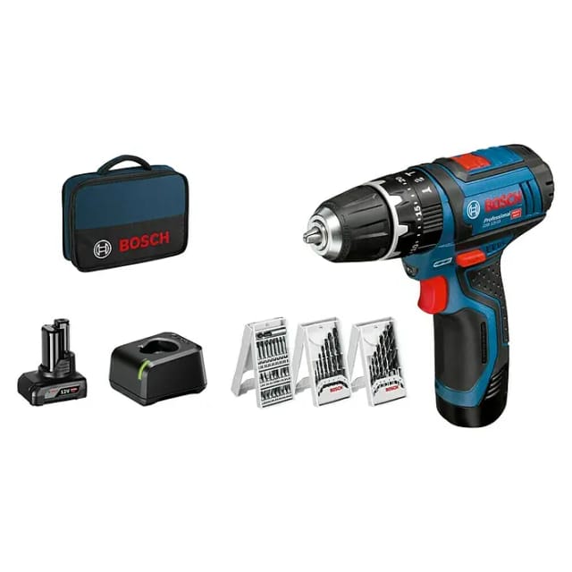 Bosch Professional 12 V Akku-Schlagbohrschrauber GSB 12V-15 inkl. 2 Ah Akkus