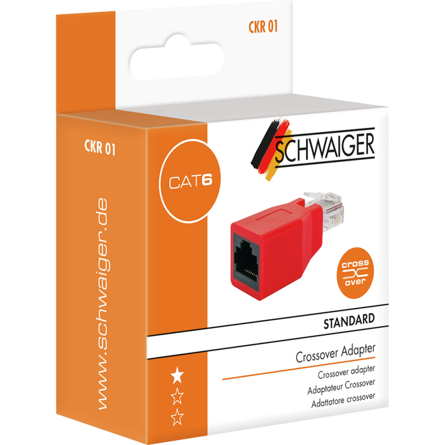 Schwaiger CAT 6 Crossover Adapter RJ45 Stecker und Buchse
