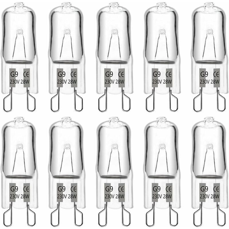 G9-halogenlampe – 28 W, 230 V, 370 Lm, 2700 K – Dimmbar – Für Kronleuchter, Wandleuchten Und Unterbauleuchten – 10er-pack