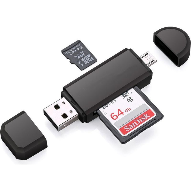 Sd-kartenleser – Usb 2.0 Und Micro-usb – Kompatibel Mit Sd- Und Tf-karten – Für Datenübertragung – 1 Stück