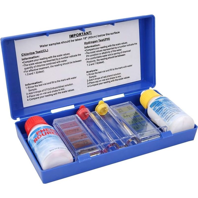 Schwimmbadwasser-testset – Misst Ph-wert Und Restchlor – Komplettset Mit Reagenzien Und Fläschchen – 1 Stück