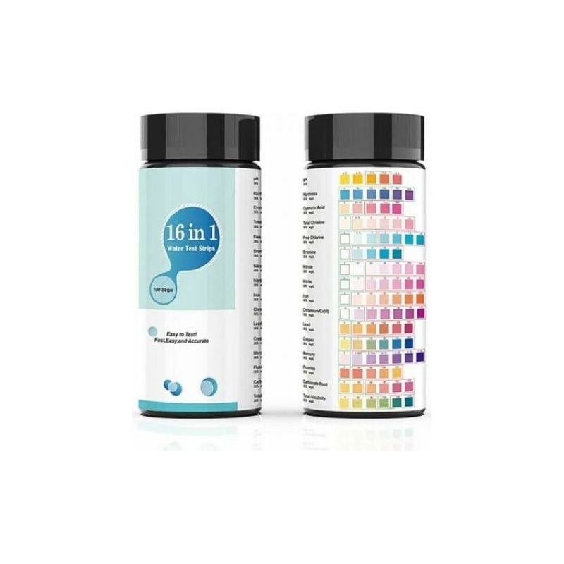 Trinkwasser-testset – 16 In 1 – Für Aquarium, Schwimmbad, Spa, Brunnen – 100 Teststreifen