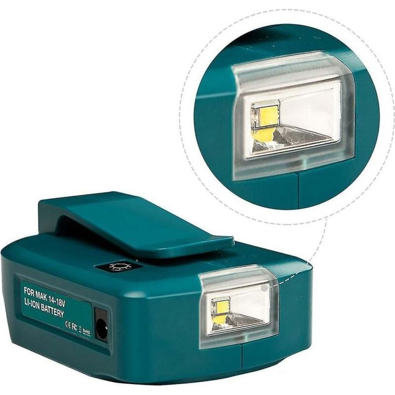 Usb-ladeadapter Für Lithium-ionen-akkus – 12 V, 2 A – 2 Usb-anschlüsse (1,5 A) – 200 Lumen Led-leuchte – Für Akkus Von 14,4 V Bis 18 V – 1 Stück