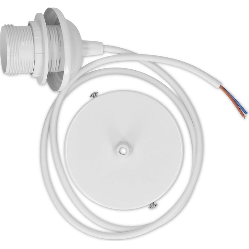 E27-steckdose – Steckdose Mit Deckenbefestigungsring – Weißes Kabel, 80 Cm